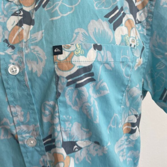 QUICKSILVER HAWAIIAN SHIRT NAUGHTY MAMA IN A ROCKET PRINT SZ M VERSATILE ICONIC - Picture 8 of 16
